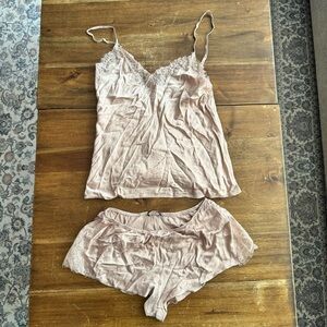 Journelle Women's Charlotte Camisole, Shorts, Set, Blush, Pink, M, 100% Silk